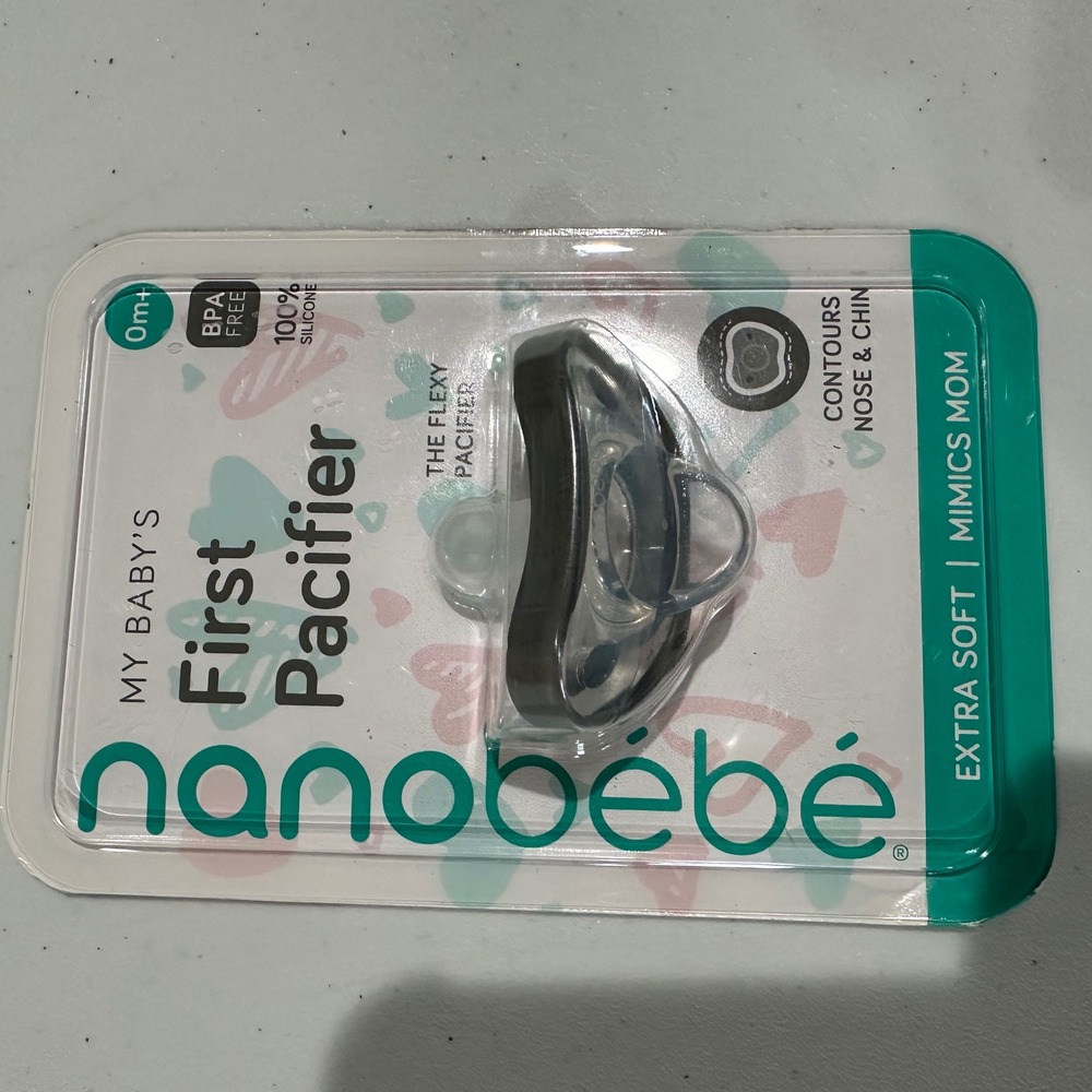 Nanobebe‎ Flexy Pacifier Newborn 0m+ Teal New Silicone Contoured One-Piece Binky